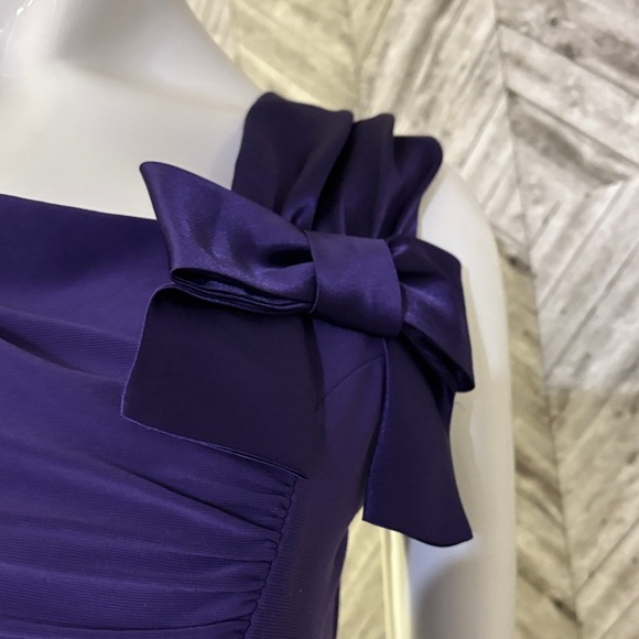 Joseph Ribkoff Purple Sleeveless Ruched Wiggle Dress With Bow size 10 - Picture 4 of 6